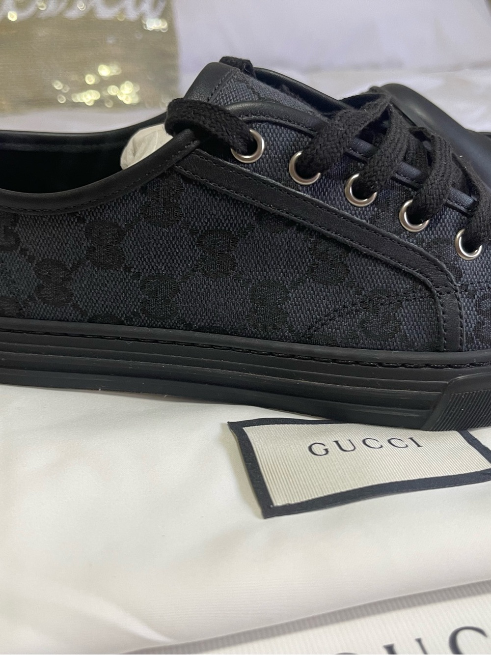 Gucci Black Low-Top GG Canvas Sneakers